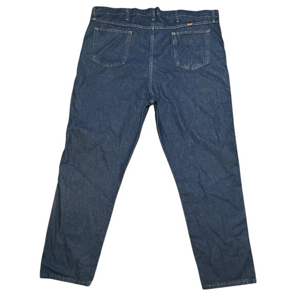 Rustler Jeans Men’s Blue Jeans 46x32 100% Cotton Dark Wash Straight Leg - Picture 2 of 8
